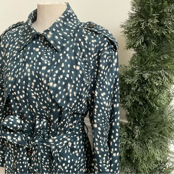 Ann Taylor Spotted Modern Trench Coat Size Large - Picture 3 of 16